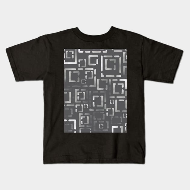 Blocks Greys on Grey 5748 Kids T-Shirt by ArtticArlo